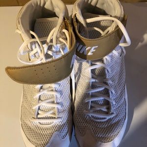 nike wrestling shoes white and gold